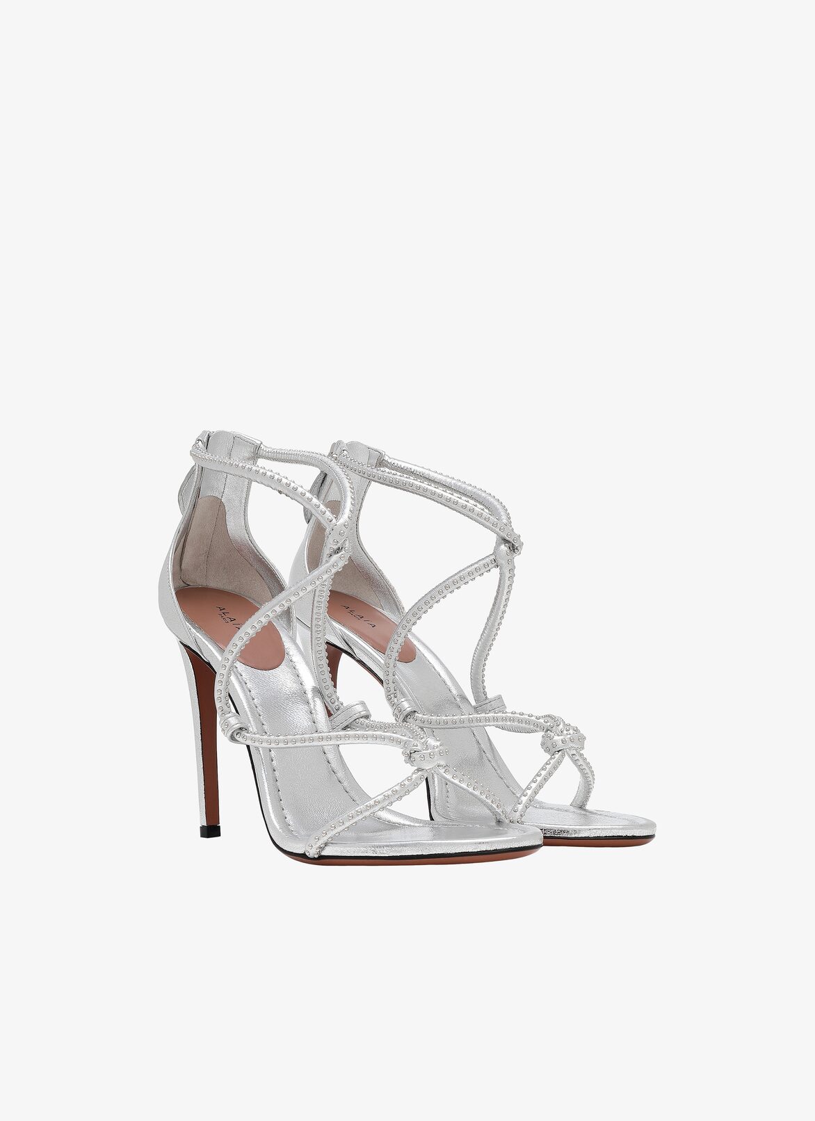 SANDALS PEAU LAME CORDON+CLOU SILVER ALAÏA SILVER  SANDALS PEAU LAME CORDON+CLOU SILVER